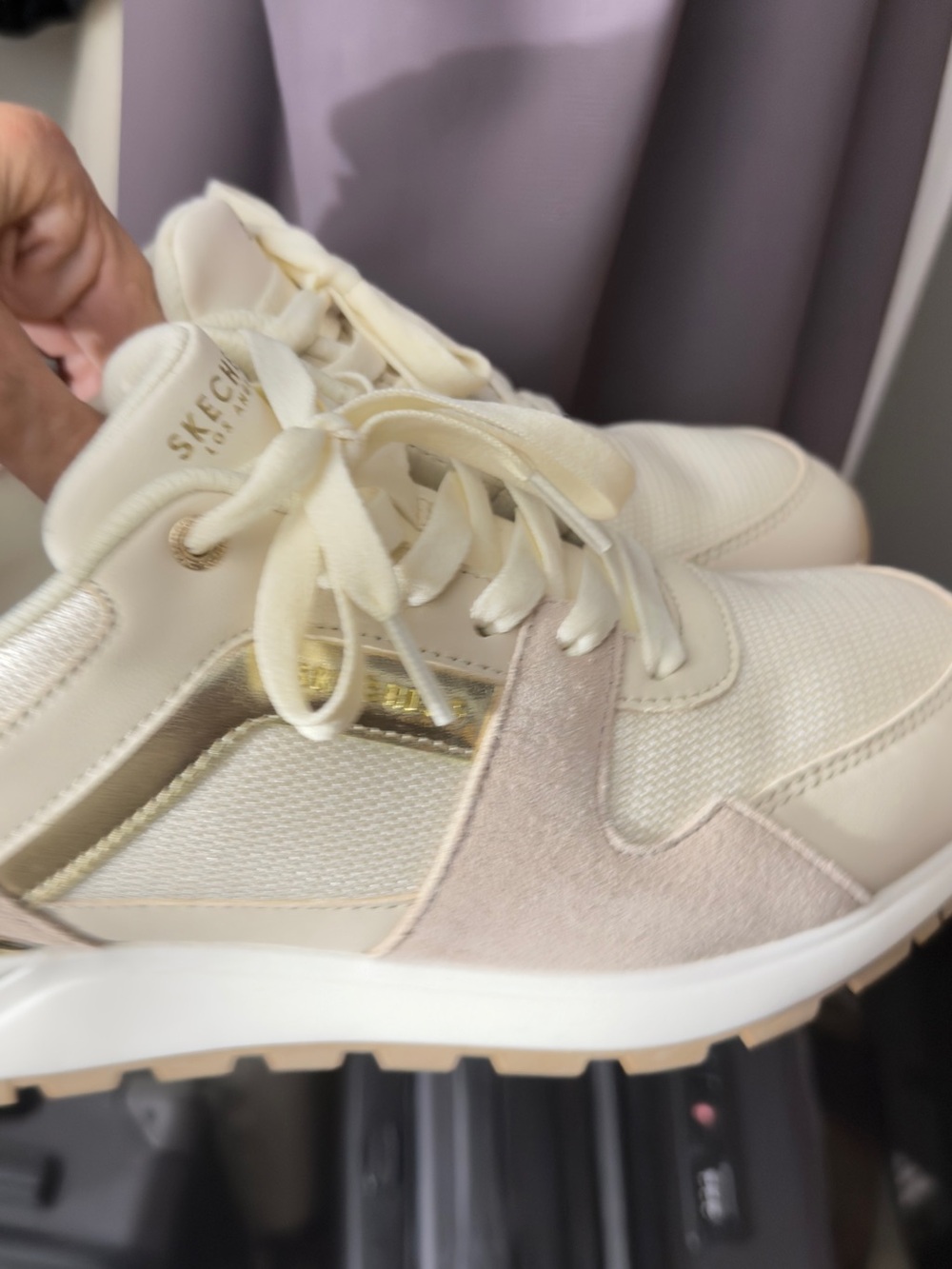 Skechers Cream and Gold Women's Fashion Sneakers